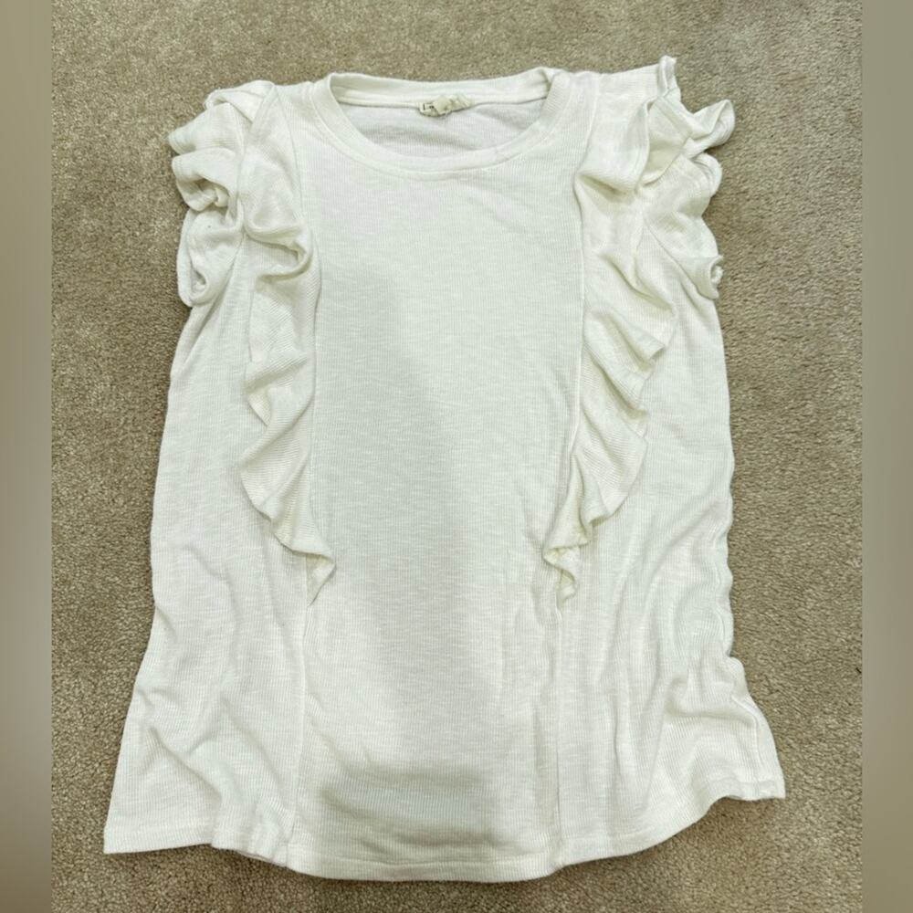 Hayden Girls, Elegant White Ruffle Sleeve Top, size L